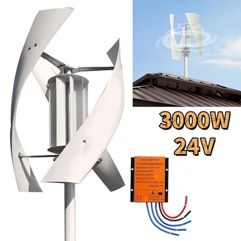 3000W 24V Vertical Axis Wind Turbine Generator Mppt Charge Controller