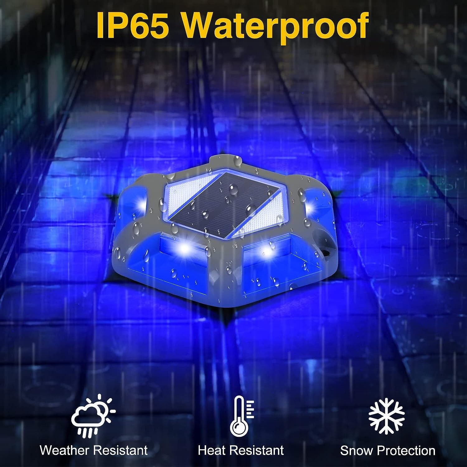 T-SUN 8Pcs Blue Solar Deck Lights Driveway Dock Garden LED Light Step Lights