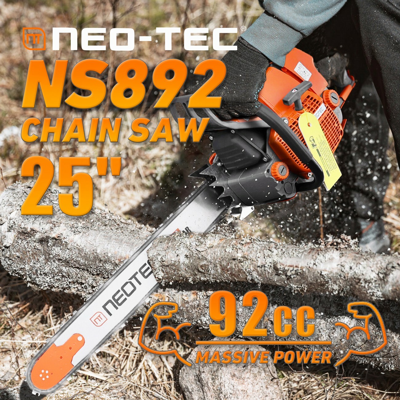 92cc Gasoline Chainsaw w/ 25″ Bar Chain Powered Gas Chain Saw Fit for MS660 G660