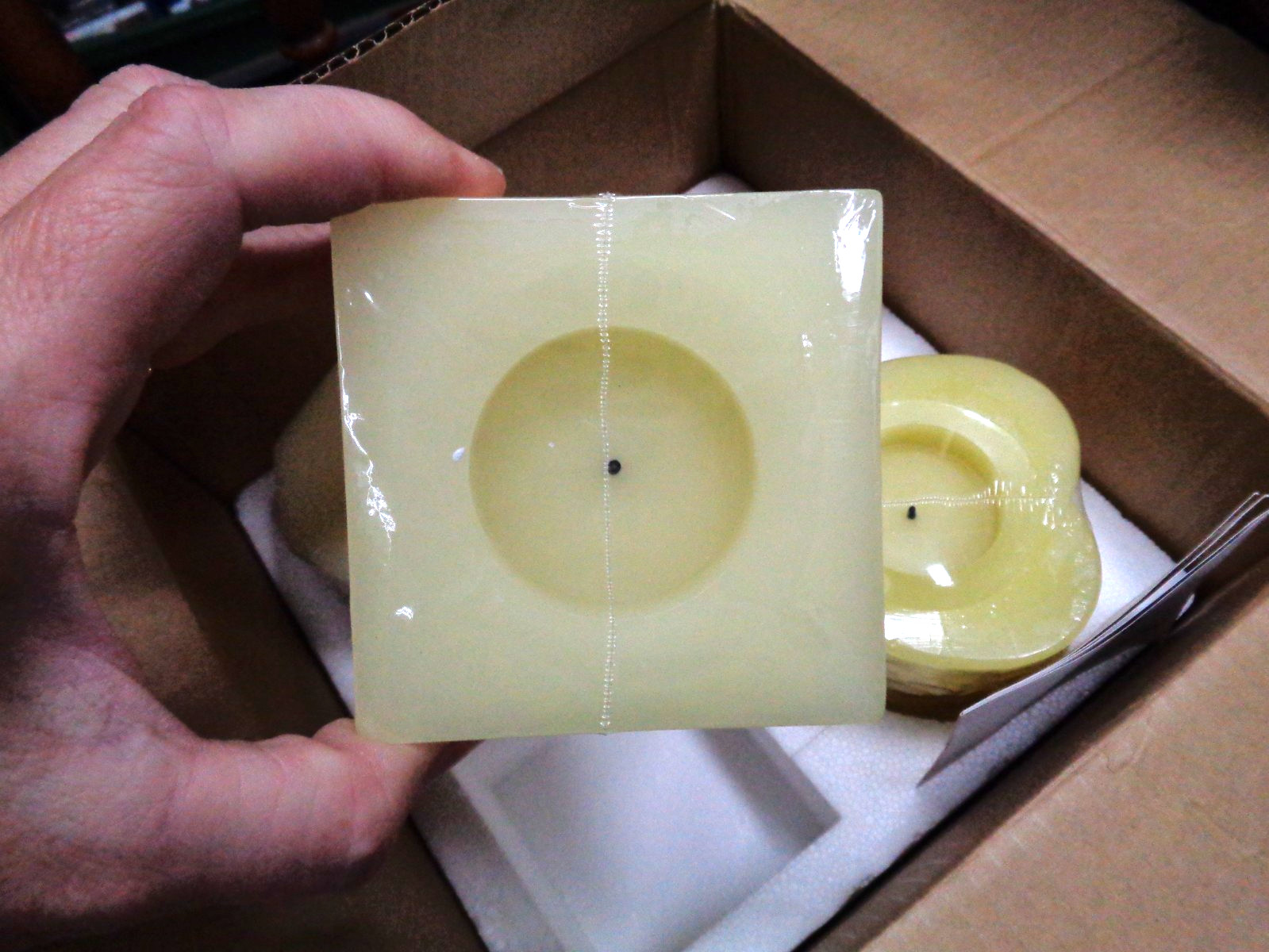 CANDLE IMPRESSIONS Set/3 Battery Operated Vanilla Candles HEART SQUARE OCTAGON