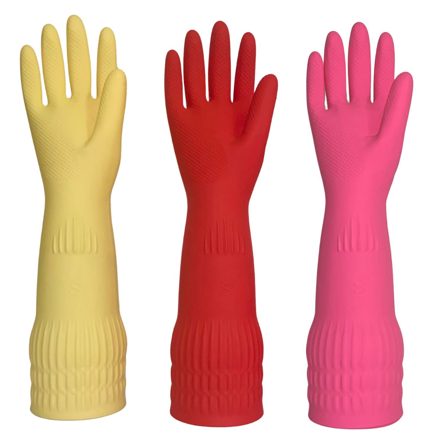 Heavy duty Reusable Long Rubber Dishwashing & Cleaning Gloves 3 or 6 Pairs