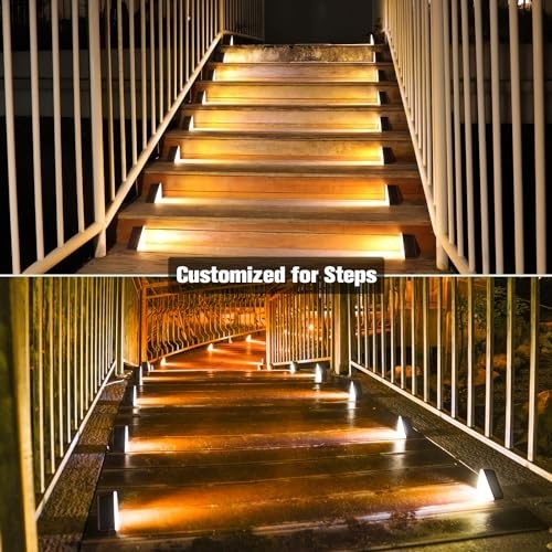 Solar Step Lights Outdoor 6 Pack 80 Lumens 13 LED Waterproof IP67 Stair
