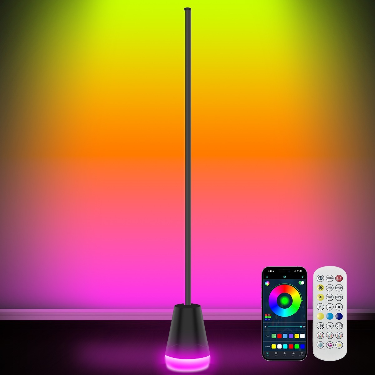2pc 56″ Smart LED Floor Lamp RGB Remote & APP Control Music Sync Corner Lighting