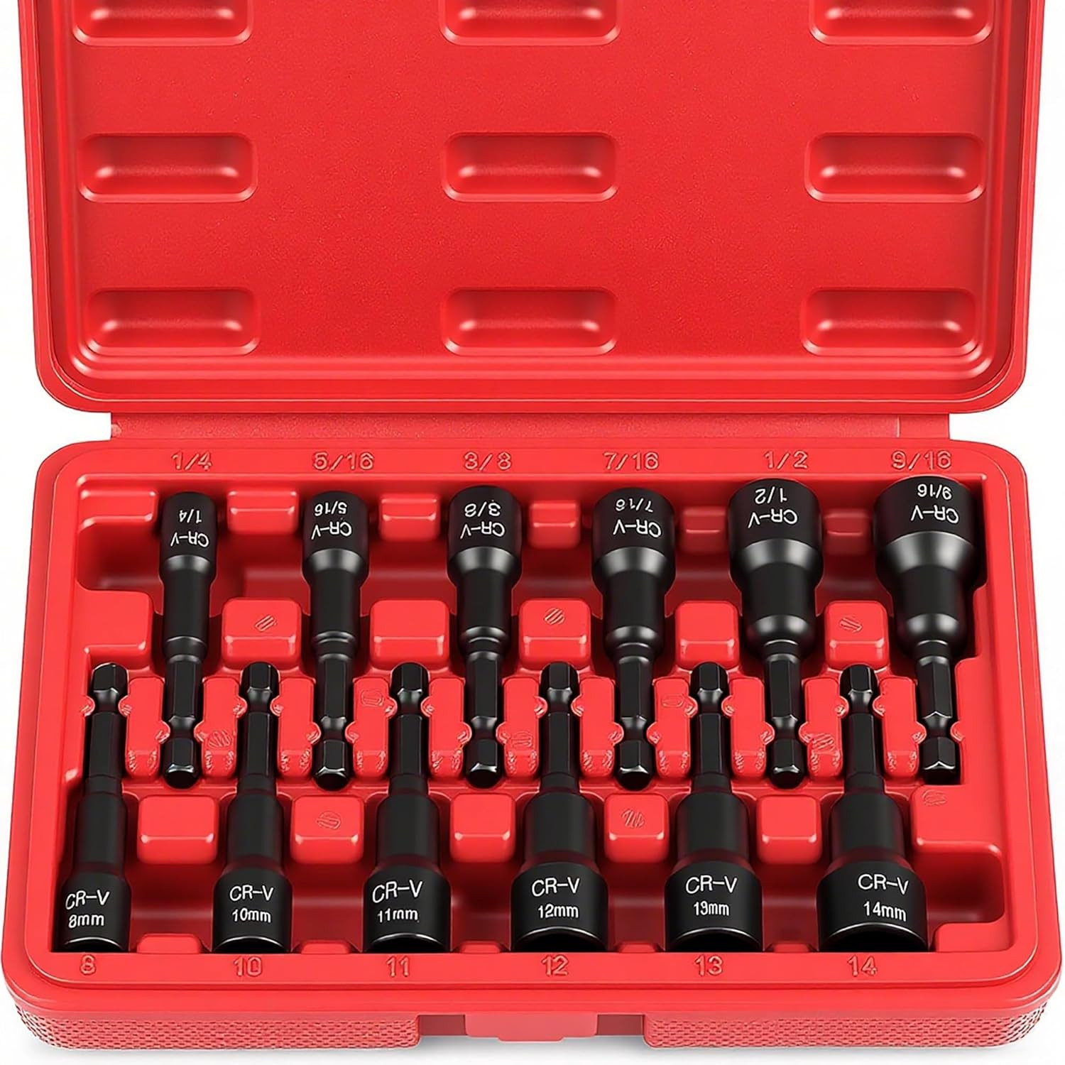 12PC Magnetic Nut Driver Set SAE Metric Impact Drill Bit 1/4 Quick Change