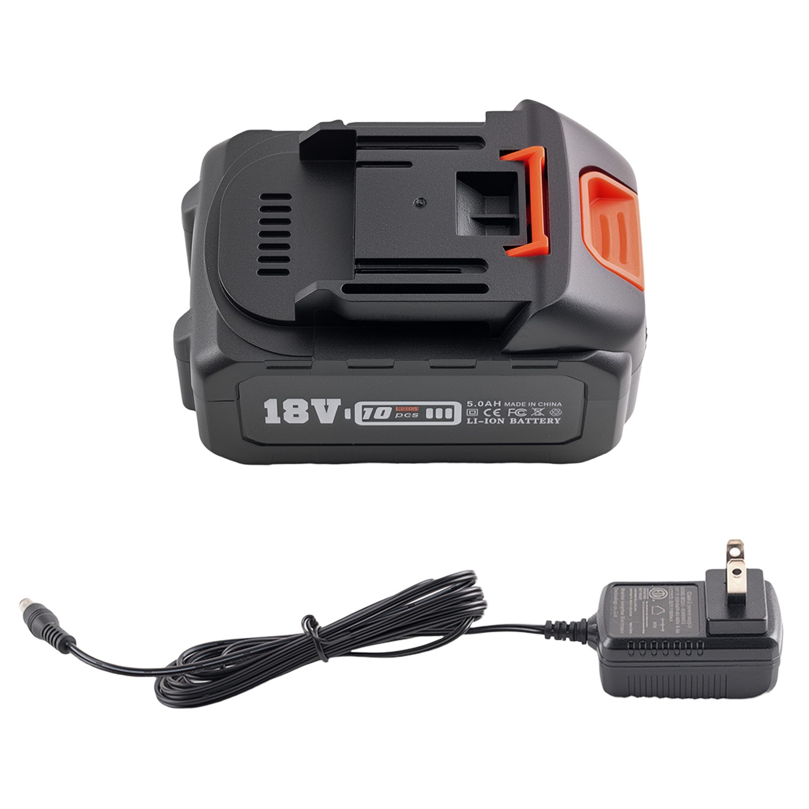 18v-21v 5.0 Ah Lithium Battery With Charger Adapter Led Indicator For Power Tool