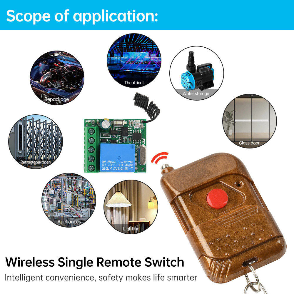 433Mhz Universal Wireless Remote Control Switch With Relay Receiver Module DC12V