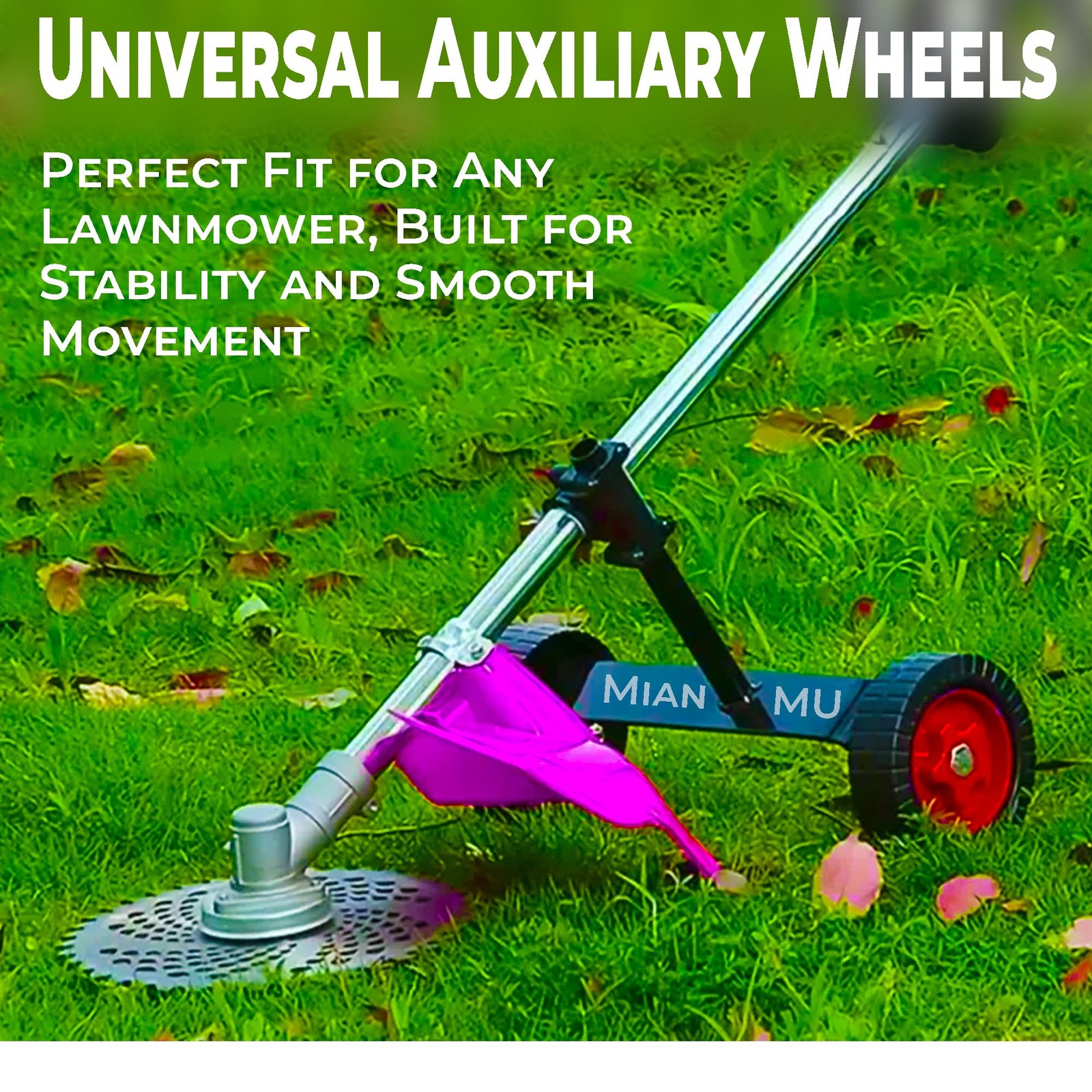 Universal String Trimmer Wheel Attachment – Fits 26mm & 28mm Shafts, Wheels f…