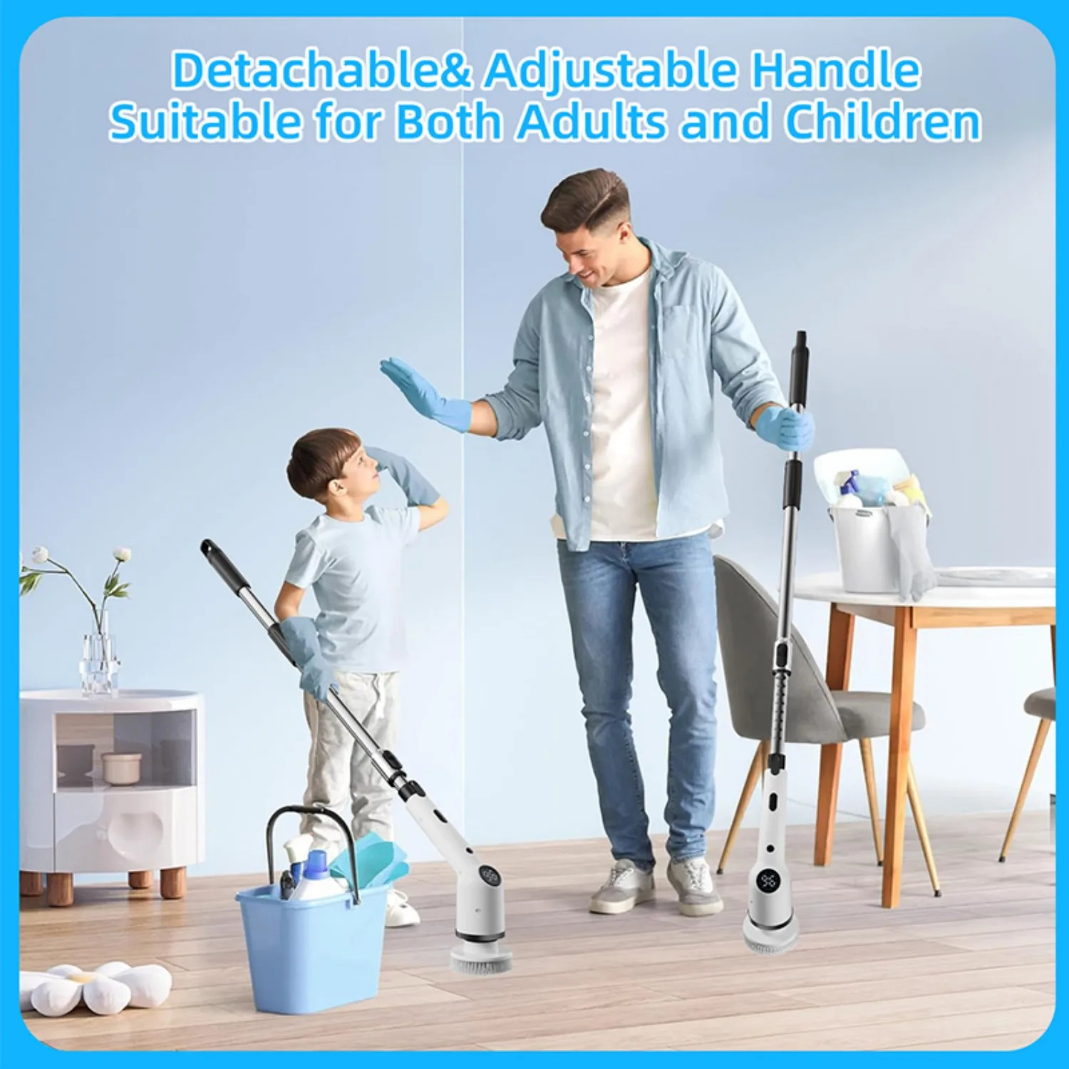 Cordless Electric Spin Cleaning Brush with 8 Brush Heads, 1300mAh Battery & 3 Sp