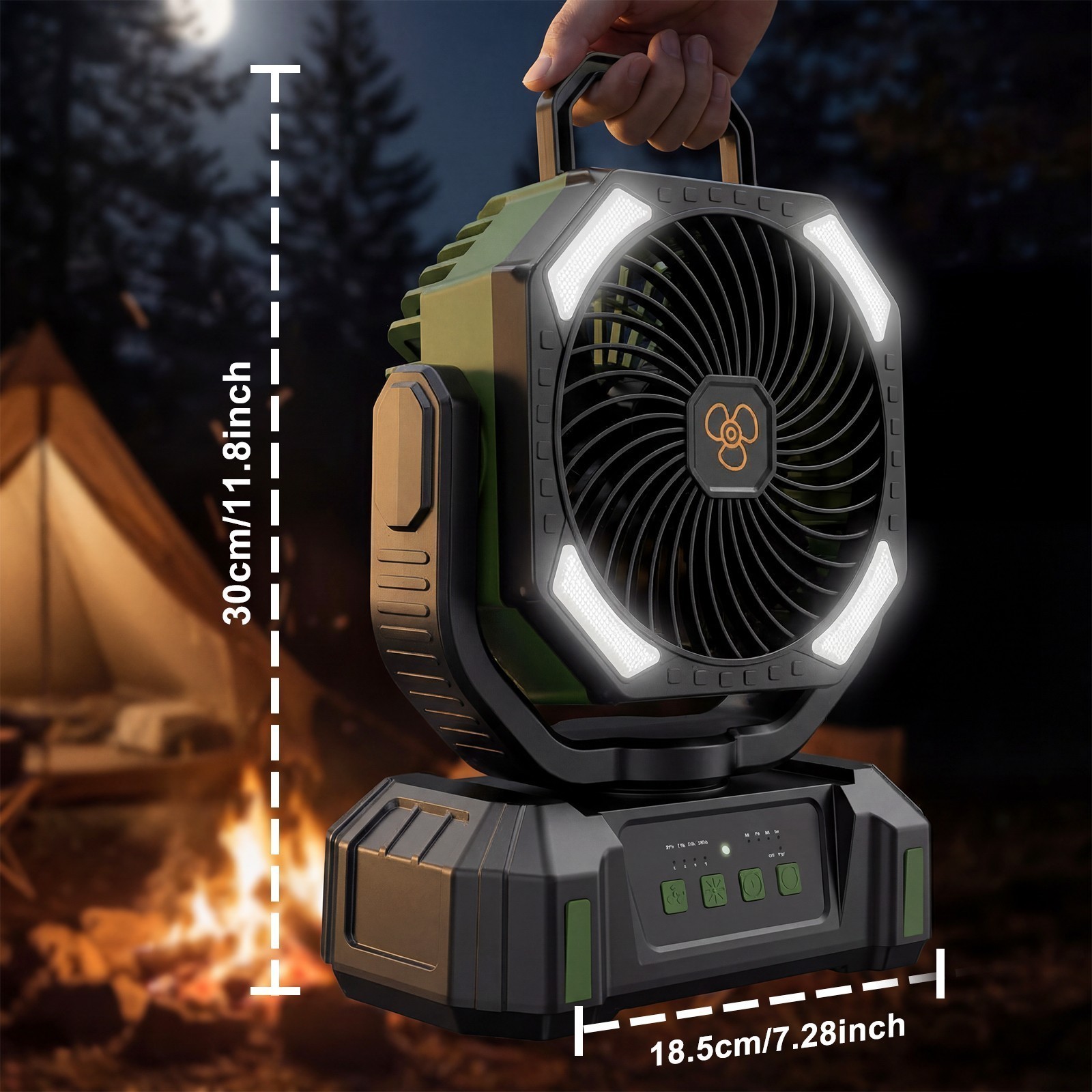 🎁20000mAh Portable Camping Fan Battery Powered Tent Light Fan W/ LED Light Fans