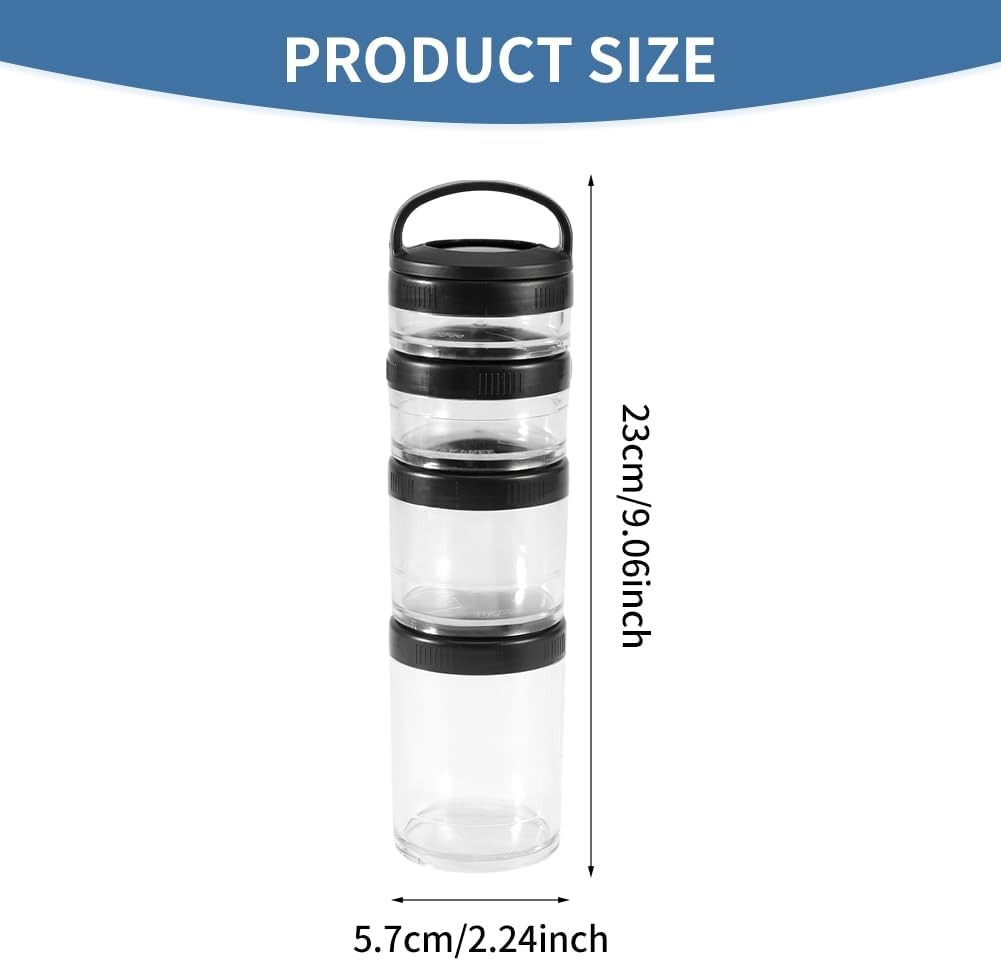 Portable Travel Stackable Snack Containers, 4 Jar – 40cc,60cc,100cc,150cc Scale