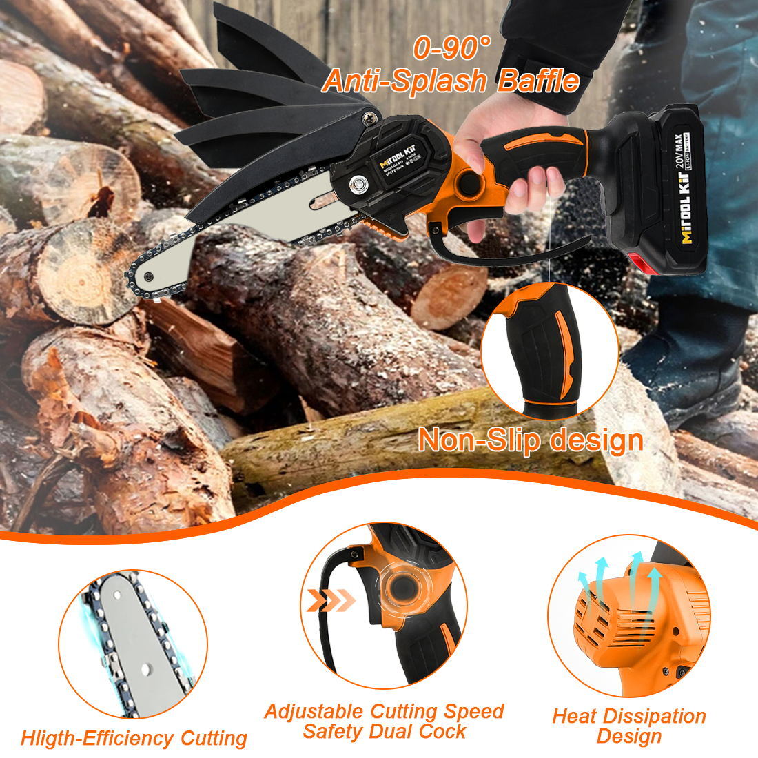 6″ Mini Chainsaw Cordless Handheld Electric Chain Saw Wood Cutter With Battery