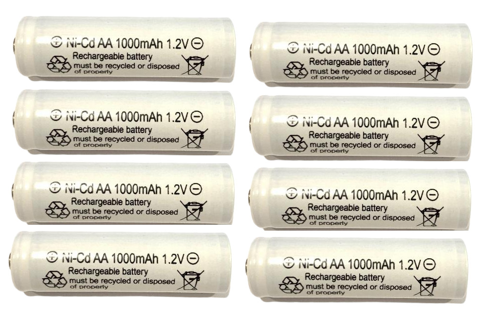 8-PCS Rechargeable NiCd AA 1000mAh 1.2V Ni-Cad Batteries Solar-Powered Light Q8