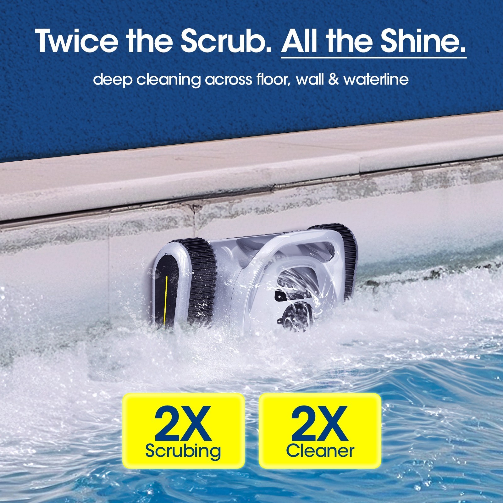 Seauto Cordless Robotic Pool Cleaner Wall & Waterline Cleaning Up To 2000 Sq.Ft