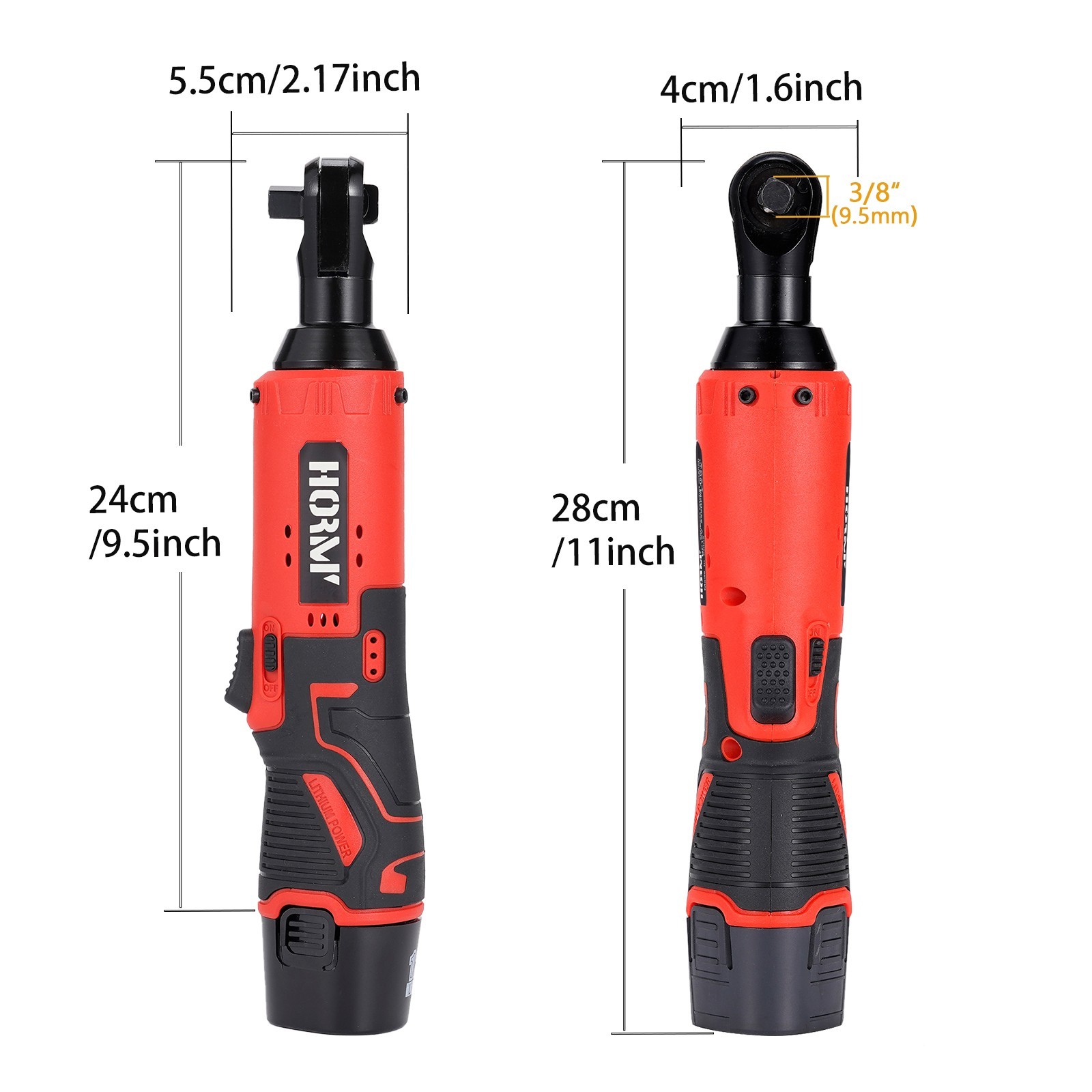 3/8″ Electric Cordless Ratchet Right Angle Wrench Impact Power Tool + 2 Battery