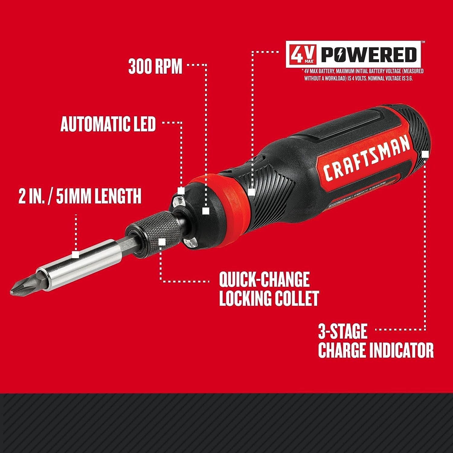 Electric Cordless Rechargeable Screwdriver Set 4V Battery USB Port 300 RPM LED