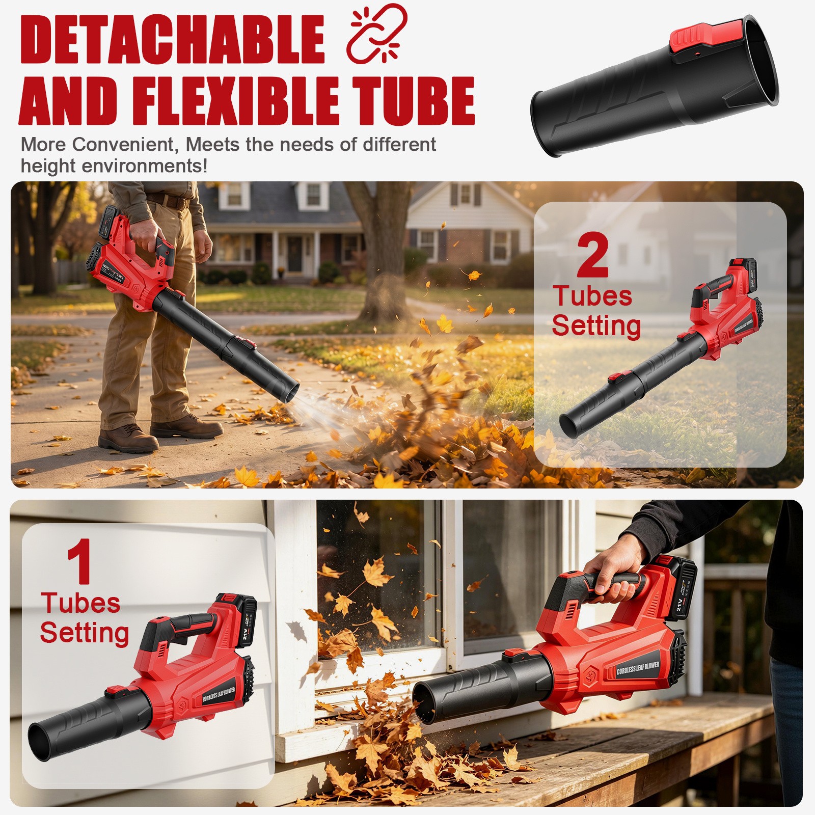 Cordless Leaf Blower 650CFM/150MPH & 6 Speed Levels Electric w/2 Batteries 4.0Ah