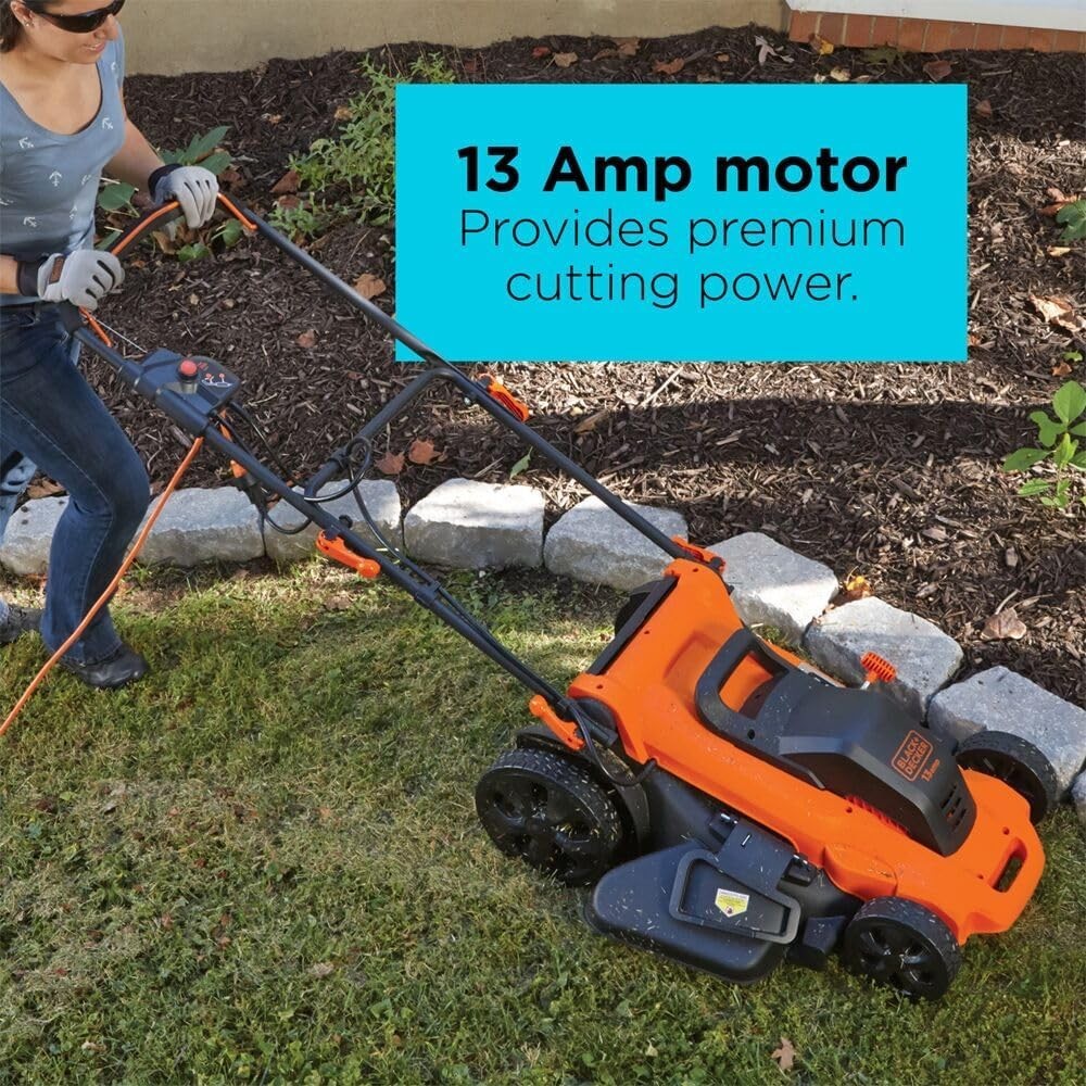 20-Inch Corded Electric Lawn Mower, Ultra Light Push Mower, 13-Amp High Output M