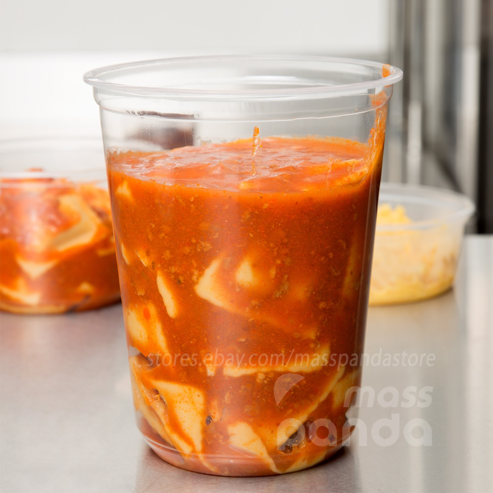 32oz Round Clear Plastic Deli Food/Soup Restaurant Storage Container Cup w/ Lids