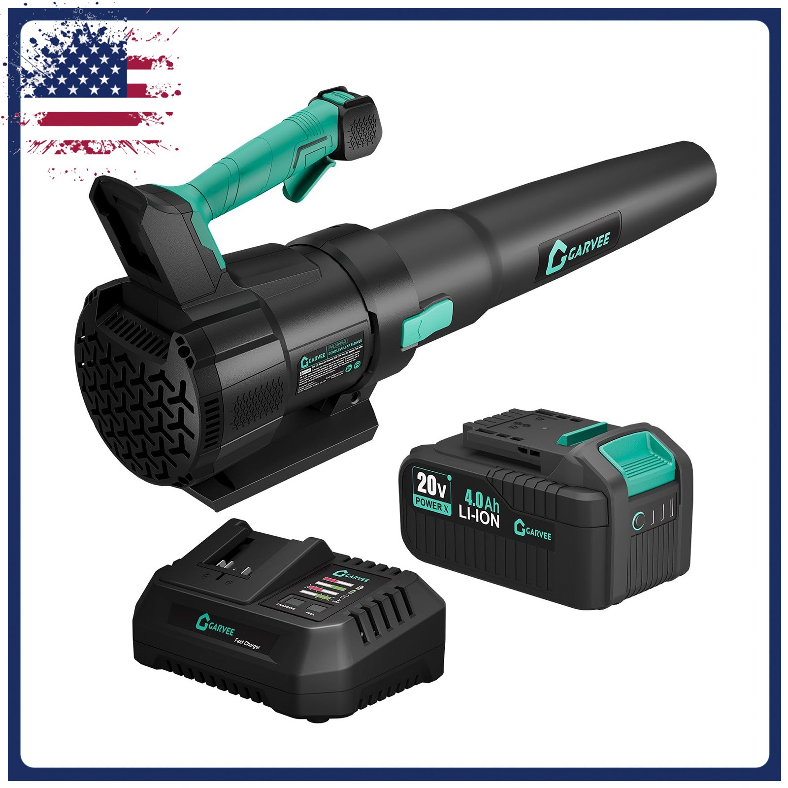Wireless Leaf Blower 20V 4.0Ah Battery & Charger 650CFM/200MPH Brushless Motor