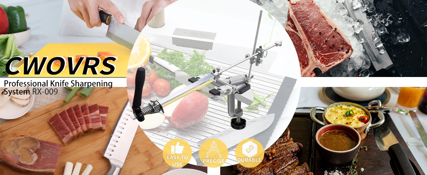 Knife Sharpening System, RX-009 Precision Knife Sharpener, 360° Flip Rotation,