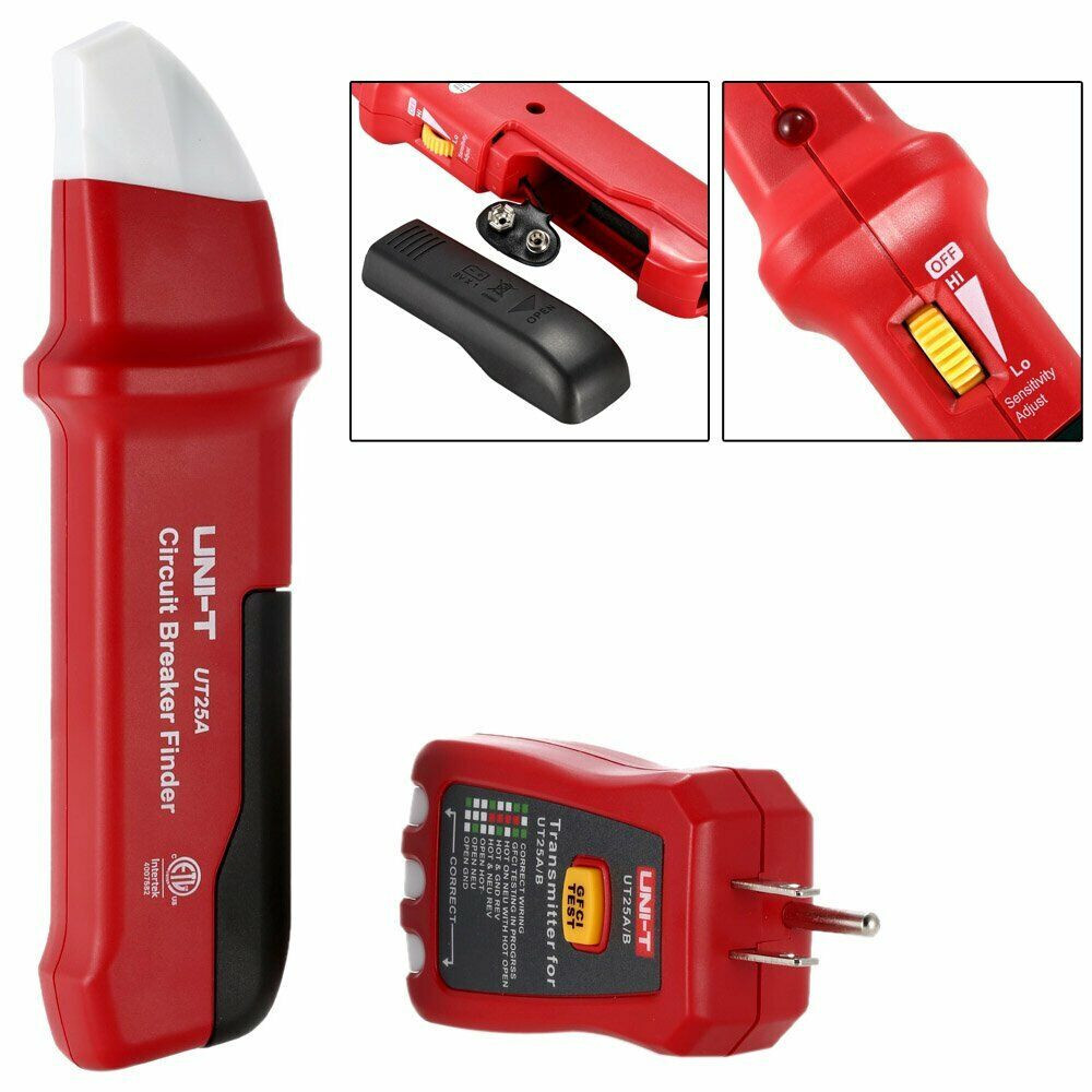 UT25A Digital Circuit Breaker Finder Tool with GFCI Outlet Socket Tester 90-120V