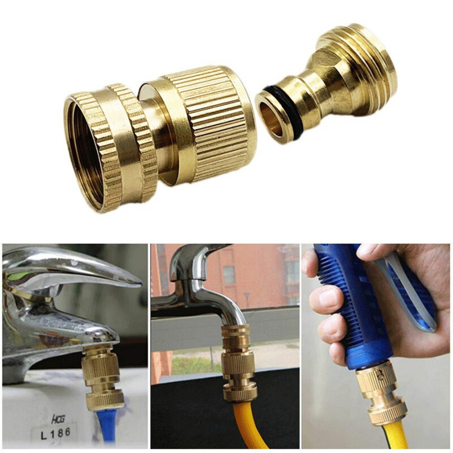 US Garden Hose Quick Connect Water Hose 3/4″ Fit Brass Female Male Connector Set
