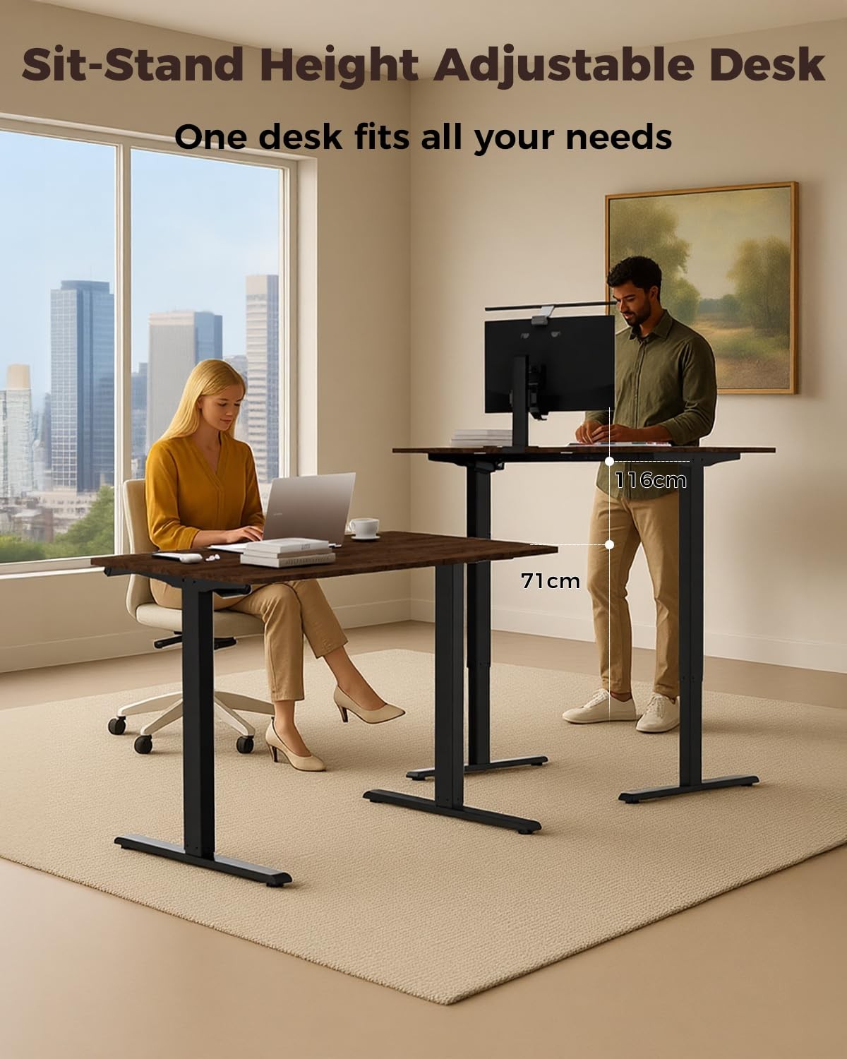 Next Beauty Electric Standing Desk 48 X 24 Height Adjustable 28-46 Sit Stand