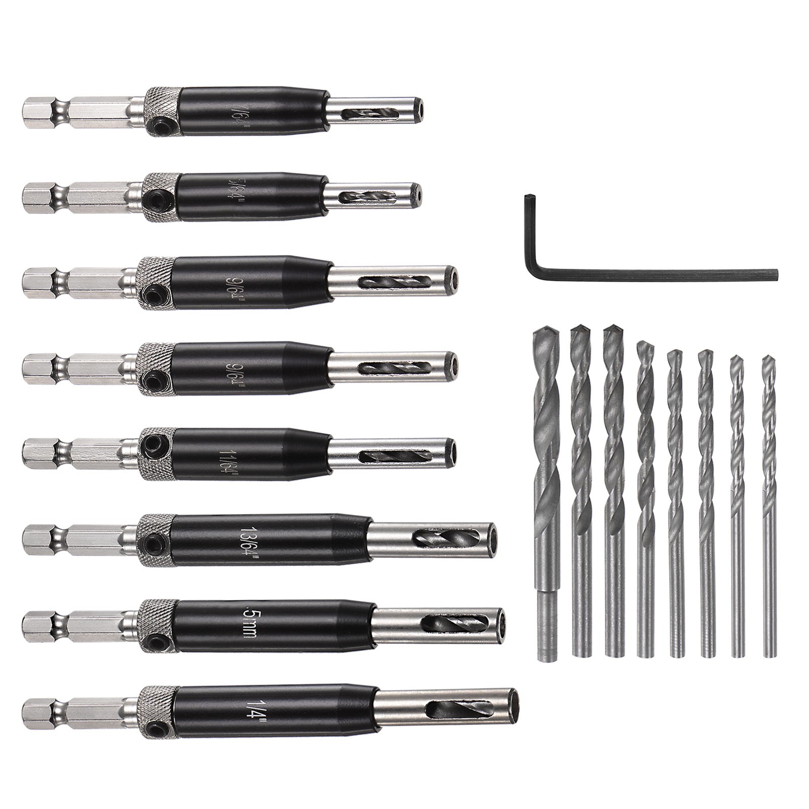 16sets Self Centering Drill Bit Set High Speed Steel Hex Shank Woodworking Bits