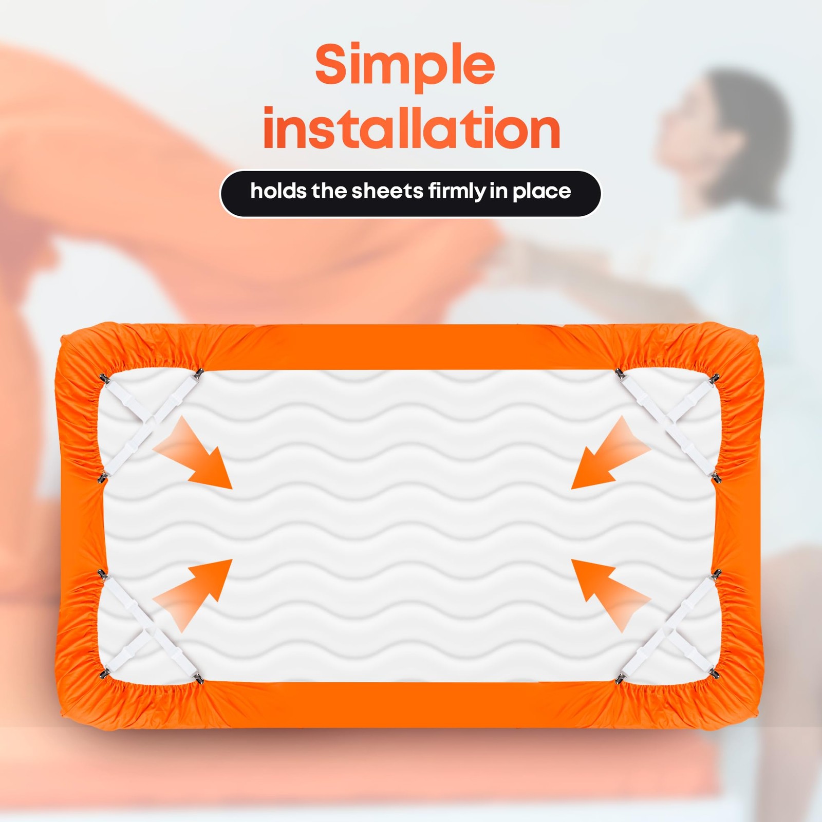 5 STARS UNITED Bed Sheet Straps Set | Easy to Use Adjustable 4 pcs, White