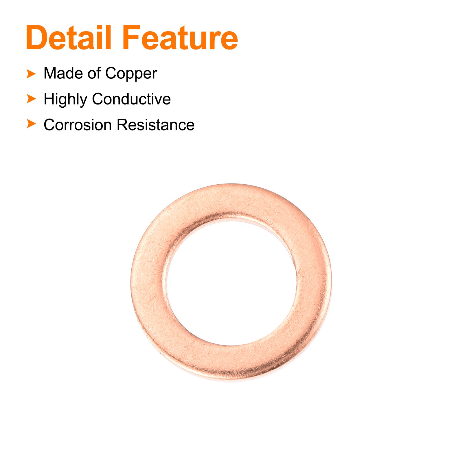 22 Pcs Flat Copper Washers 10x16x1.5mm Copper Flat Sealing Ring Washers