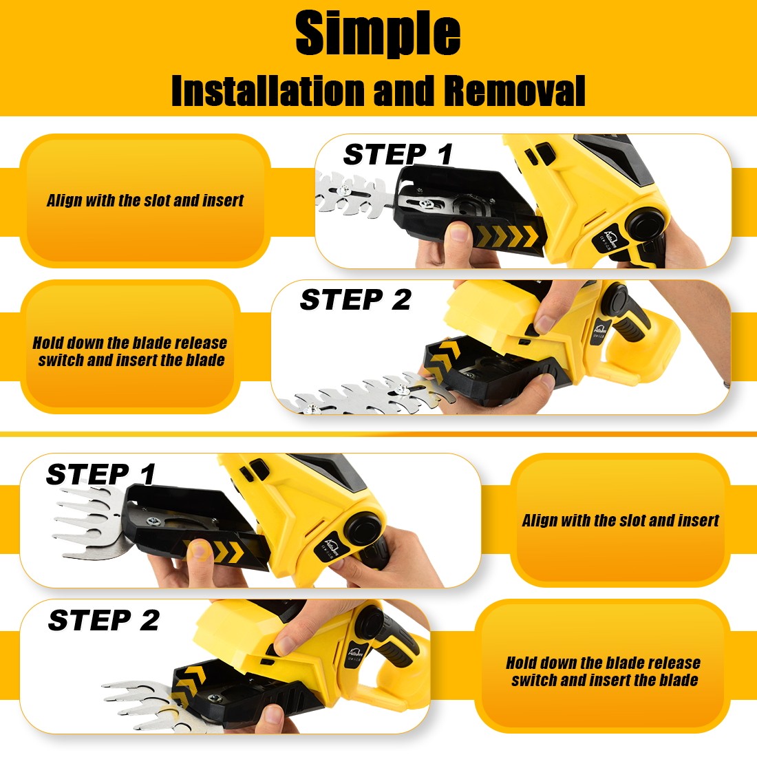 2-in-1 Cordless Hedge Shrubbery Trimmer Grass Shear For DeWALT 20V MAX Battery