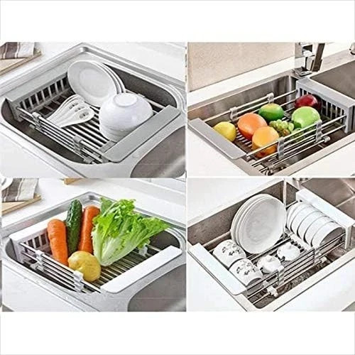 Expandable Over Sink Kitchen Rack Stainless Steel Dish Drying Drainer Adjustable