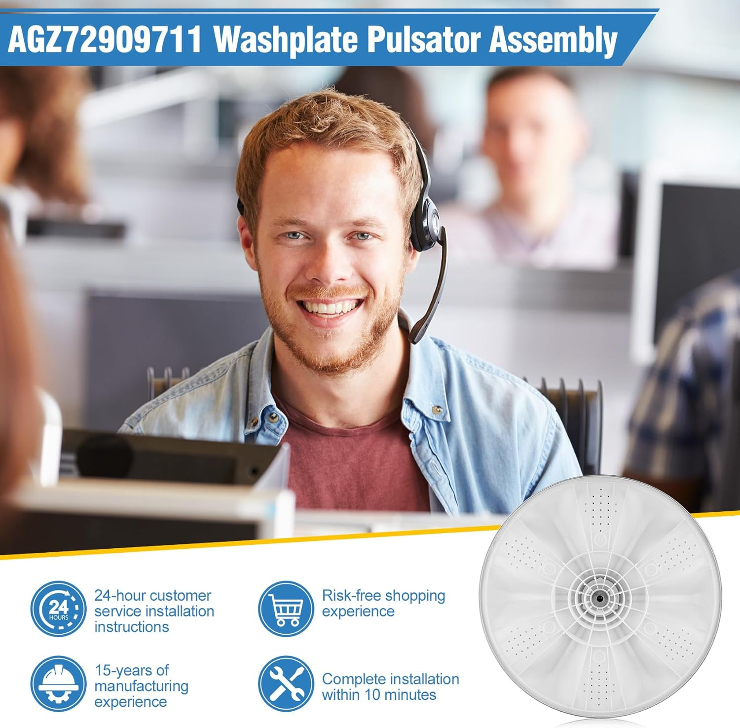 AGZ72909711 Agitator Plate without Washer Pulsator Cap Compatible with Lg Washer