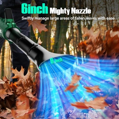 Cordless Leaf Blower with Battery and Charger, 750CFM Black and Light Green