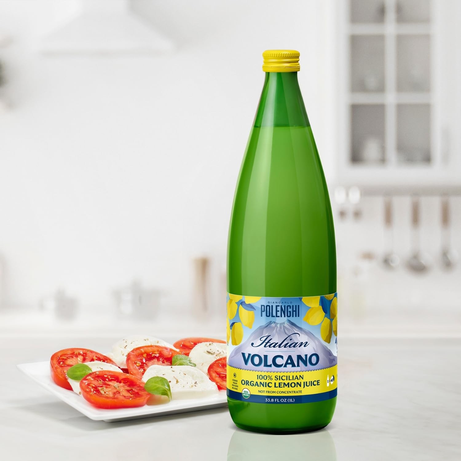 Italian Volcano USDA Organic Lemon Juice 1 Liter Bottle – 2 Pack