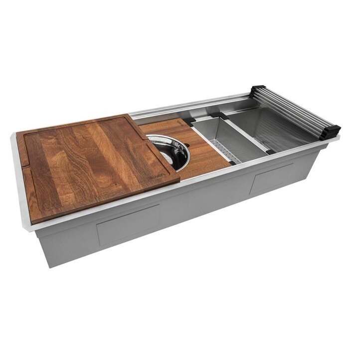 Ruvati 45″ Workstation Two-Tiered Undermount Kitchen Sink- RVH6333ST