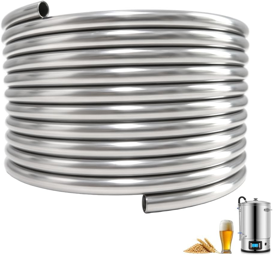 1/2″ X 25Ft 304 Stainless Steel Tubing Coil, Food Grade Welded Immersion Wort Ch