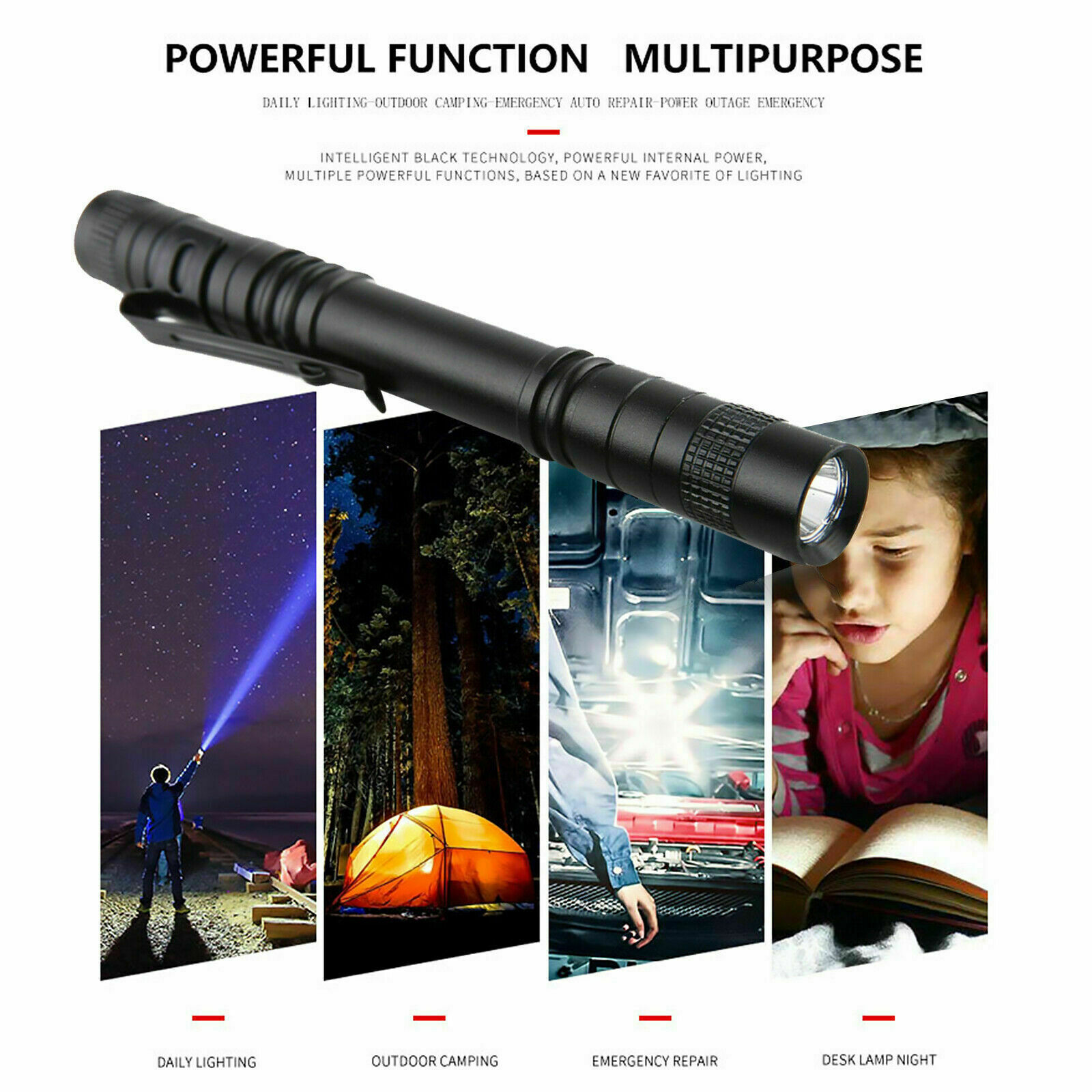 2x Tactical Flashlight Small LED Torch Light Mini Super Bright Penlight