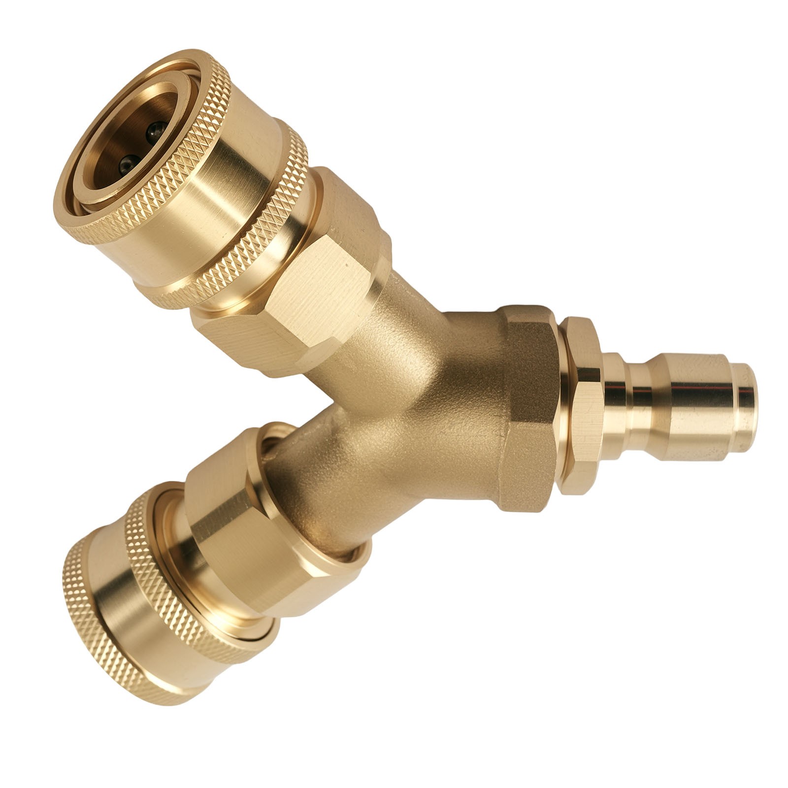 3/8” Pressure Washer Tee Y-Splitter Brass Quick Coupler 2-Gun System Adapter