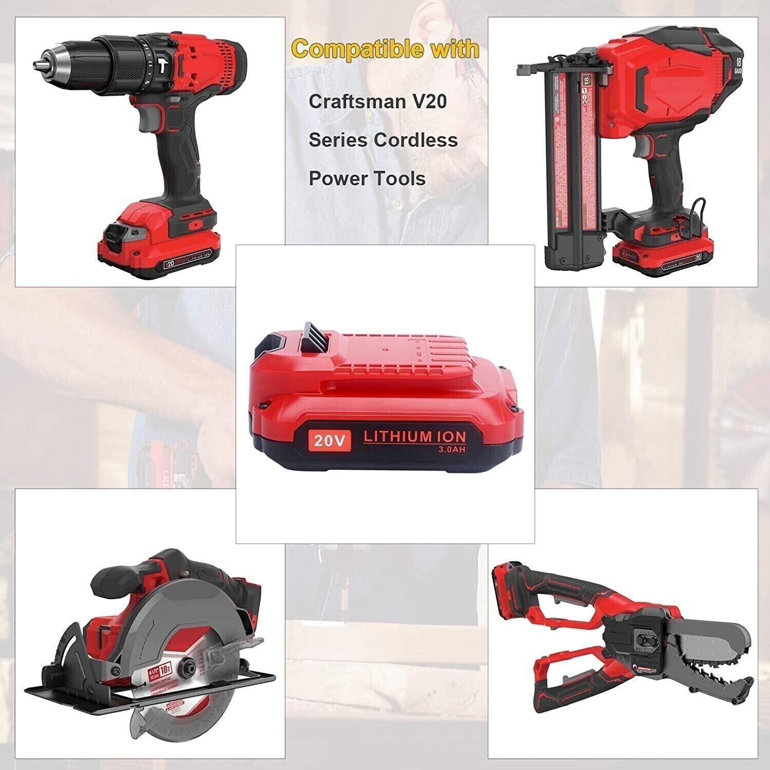 2PACK For Craftsman V20 20 Volt MAX Lithium Battery CMCB204 CMCB202 CMCB201 TOOL