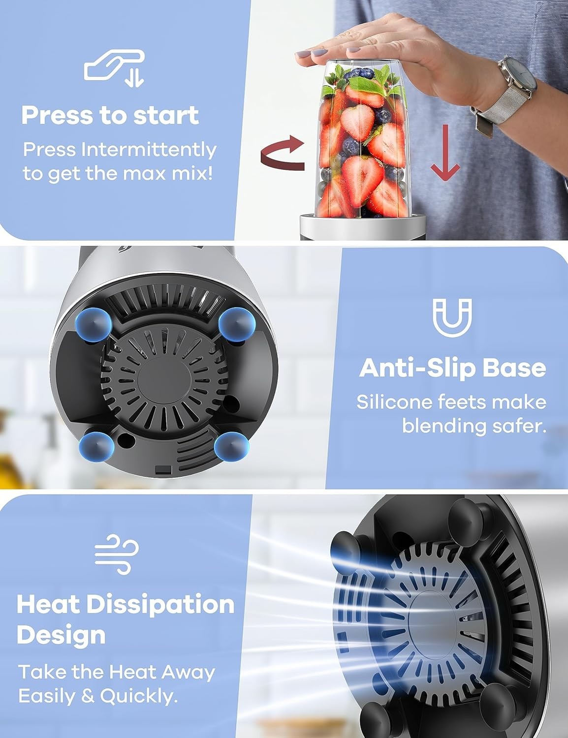 Easy Cleaning Smoothie Blender with Dishwasher Safe Parts