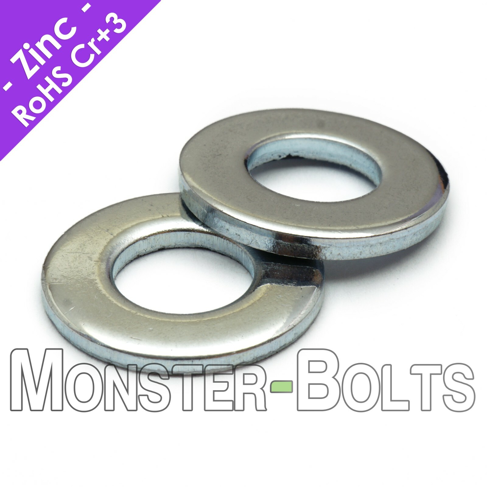 US / Inch – SAE Flat Washers, Cr+3 Zinc Plated Steel, #4 #6 #8 #10 1/4 5/16 3/8″