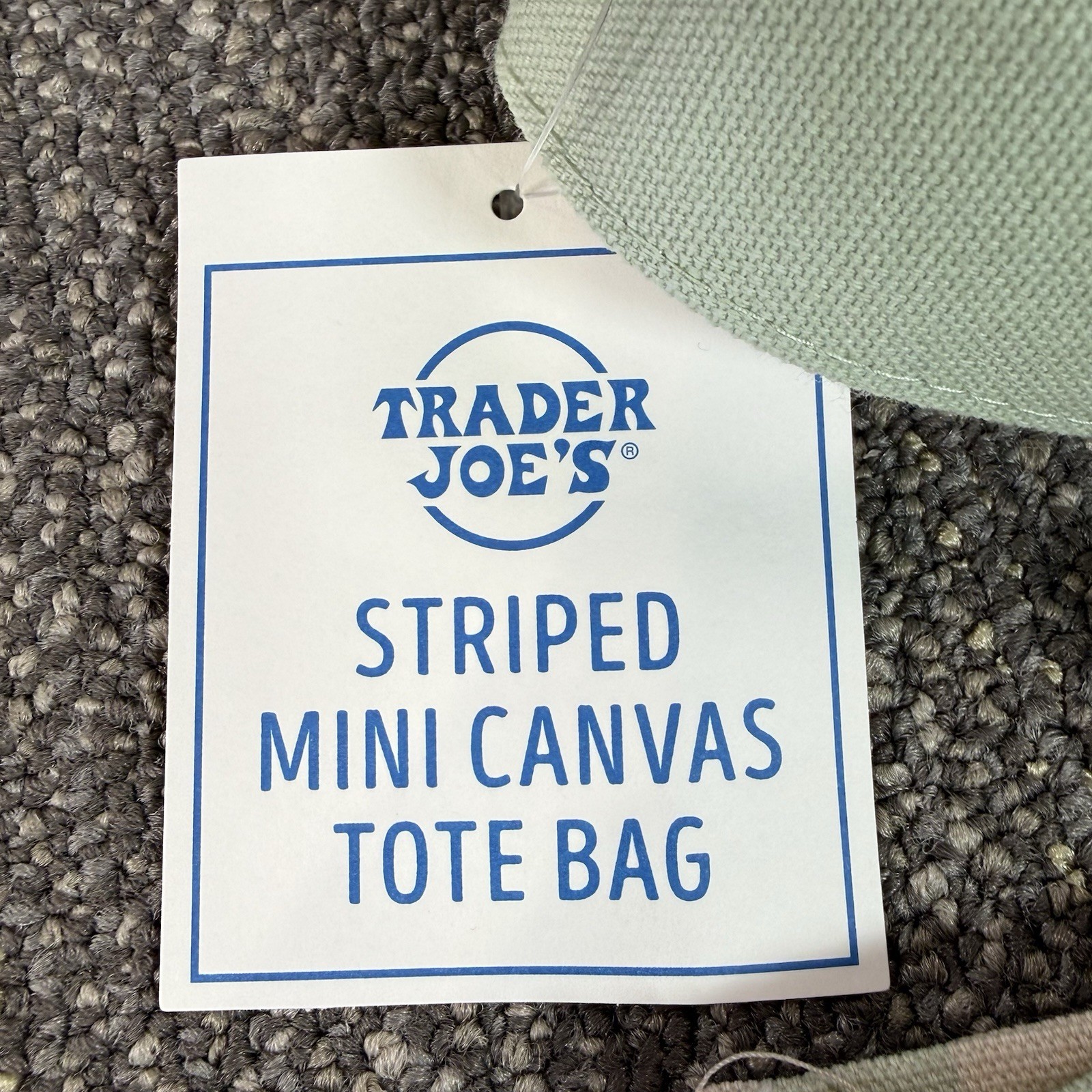 Trader Joe’s Striped Mini Canvas Tote Bag Pastel Green Summer 2026 Limited