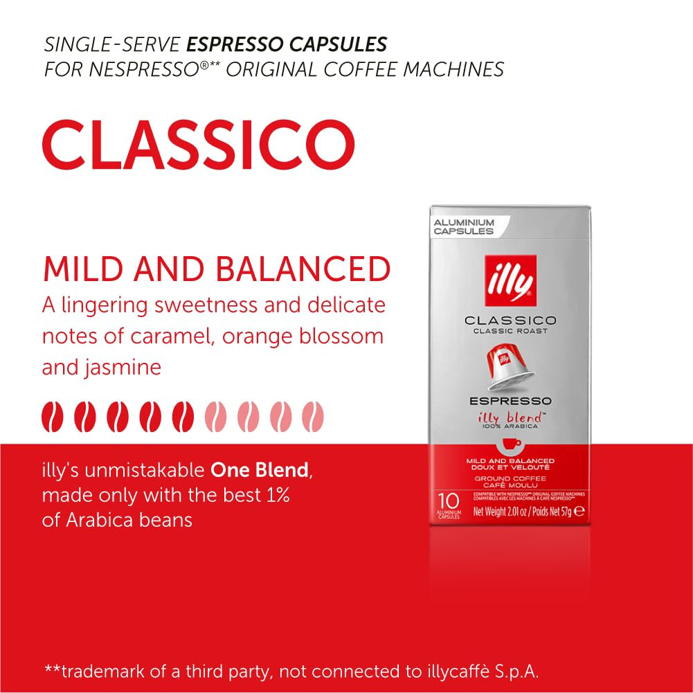 illy Aluminum Capsules Compatible *Nespresso Classico or Intenso 20, 40 or 100Ct