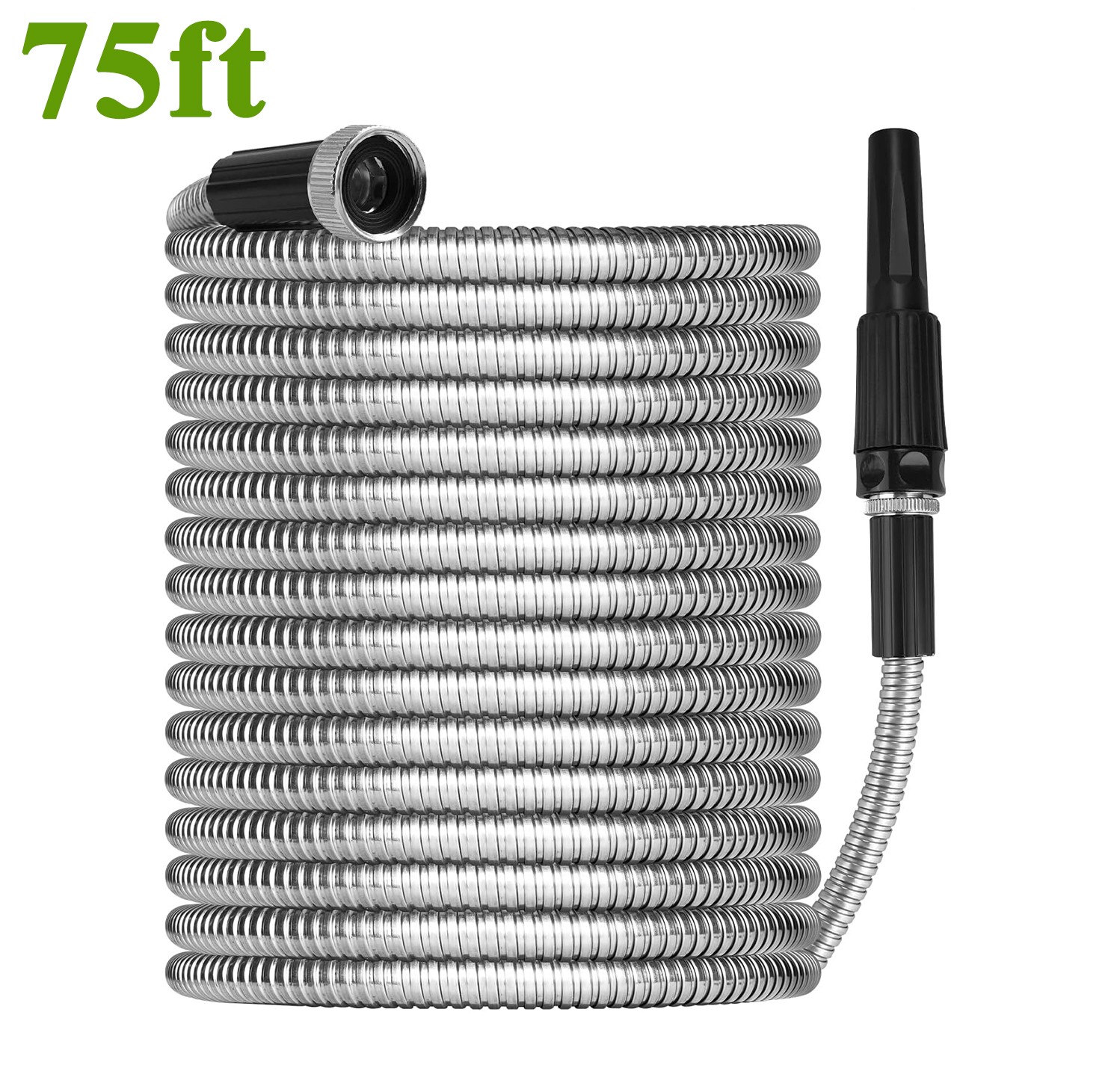 Stainless Steel Metal Garden Water Hose Pipe Flexible Lightweight 75FT 100FT