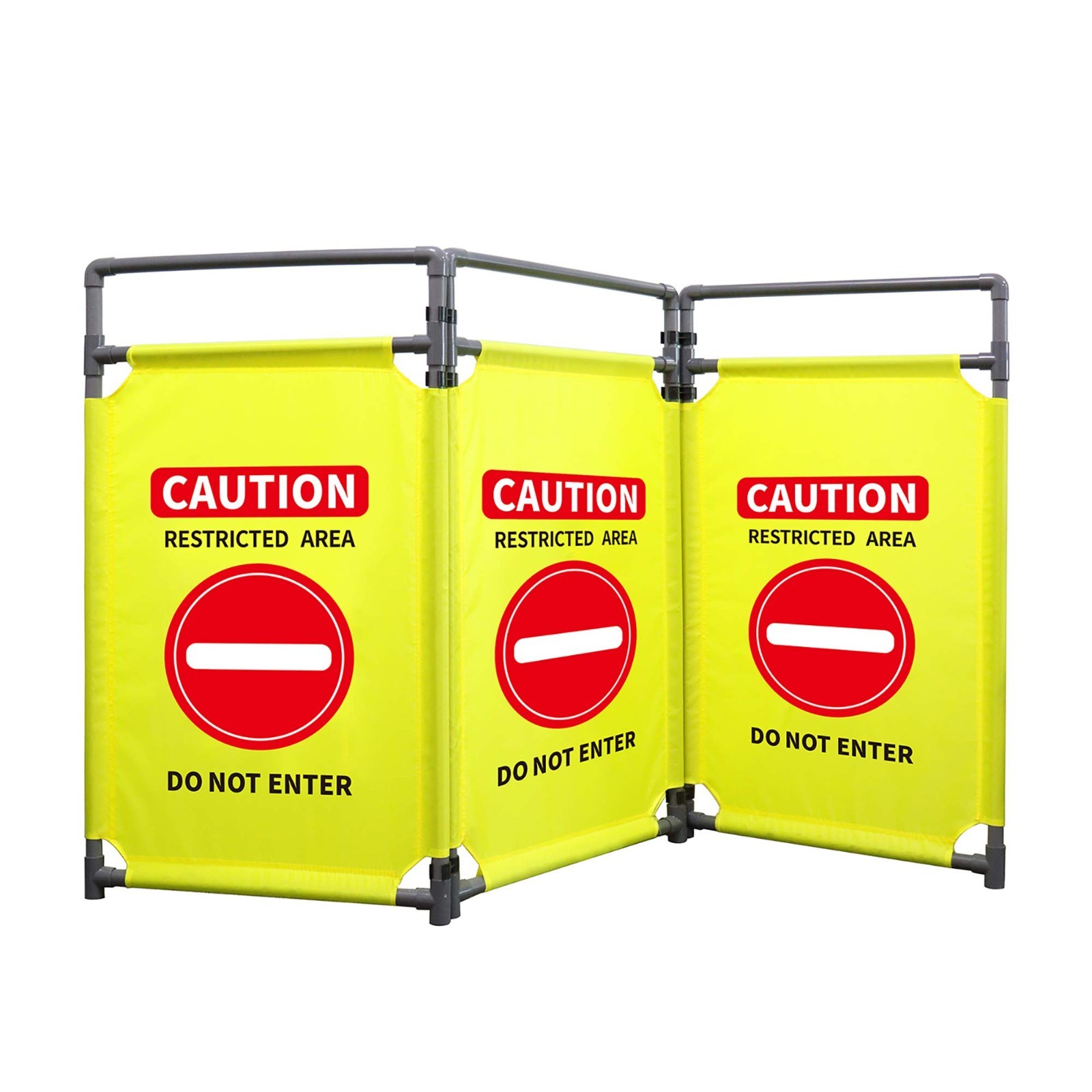 3 Panels Safety Barricade 5.8FT Foldable Security Sign Barrier Gate with Heavy D