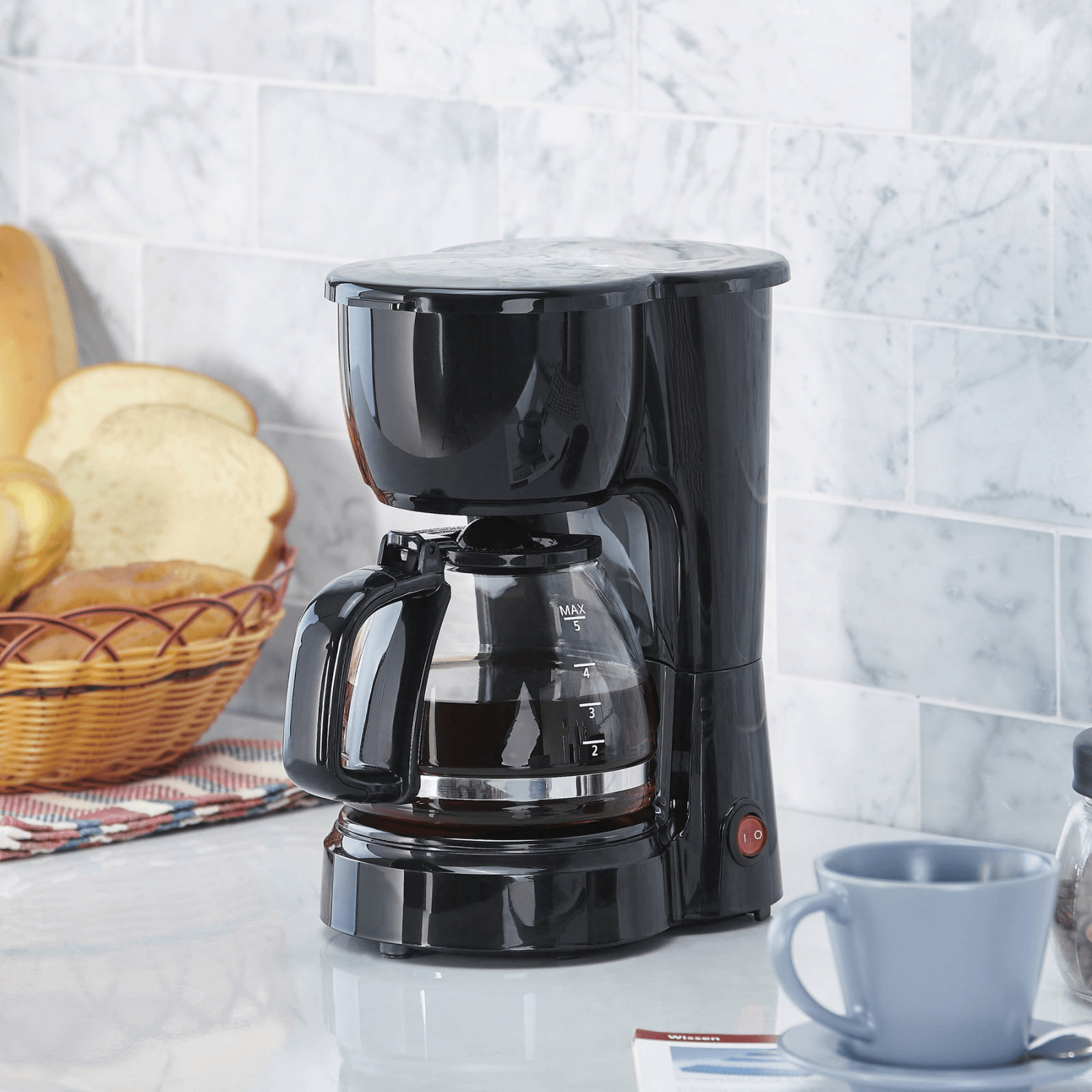 Mainstays 5 Cup Black Drip Coffee Maker Glass Compact Auto Shut Off Keep Warm