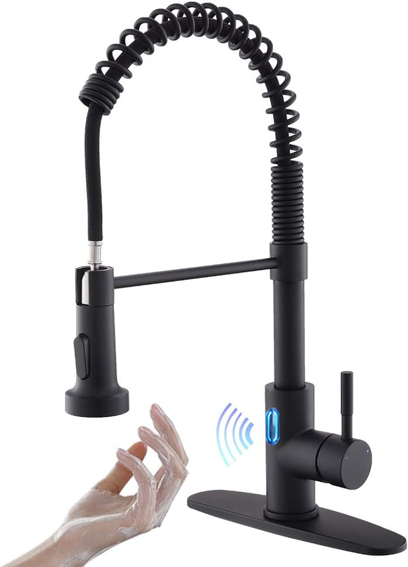 Touchless Kitchen Faucet with Pull down Sprayer LED Light Single Handle Kitchen