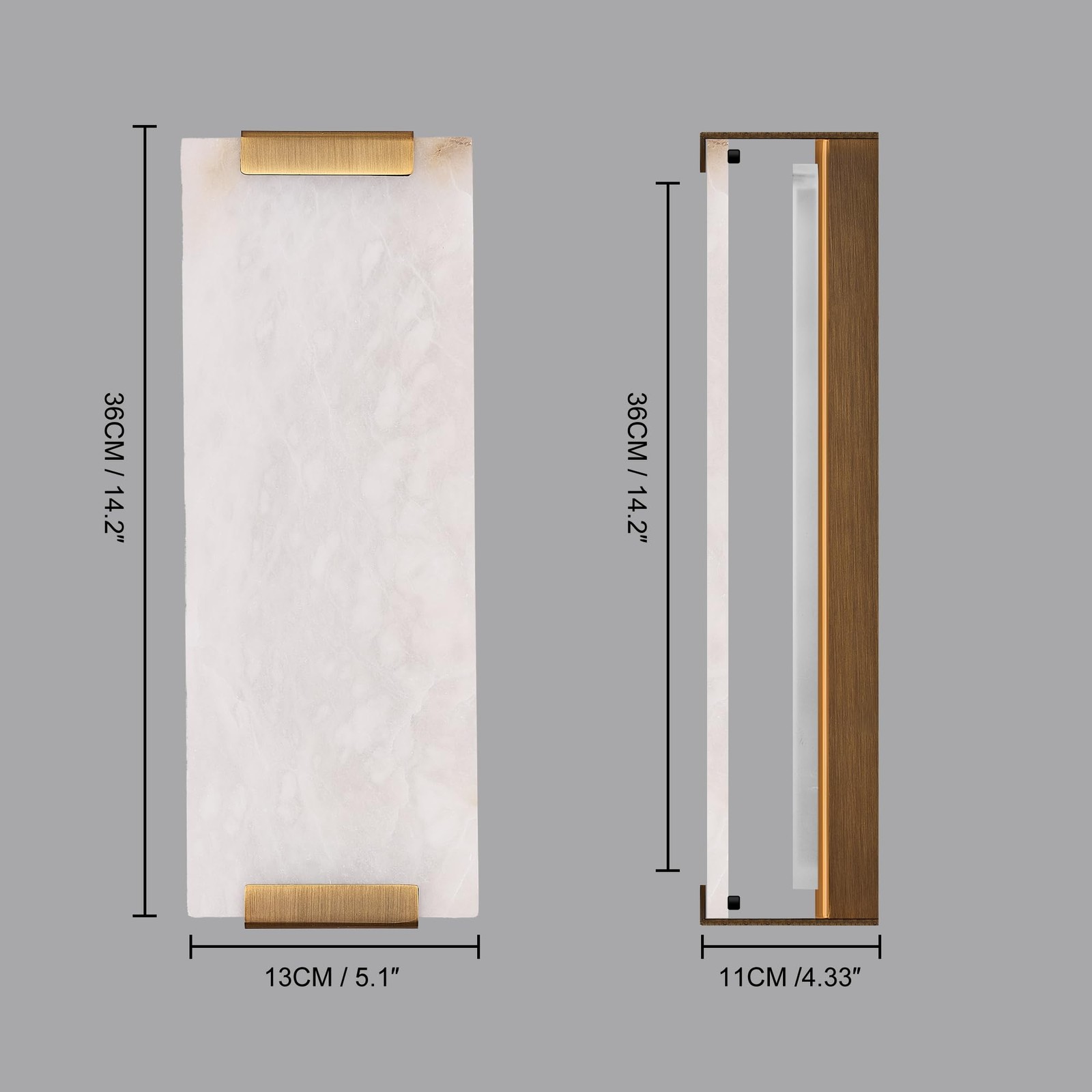 14.2 in Brass Alabaster Wall Sconces, Natural Marble Wall Sconces Indoor Alab…