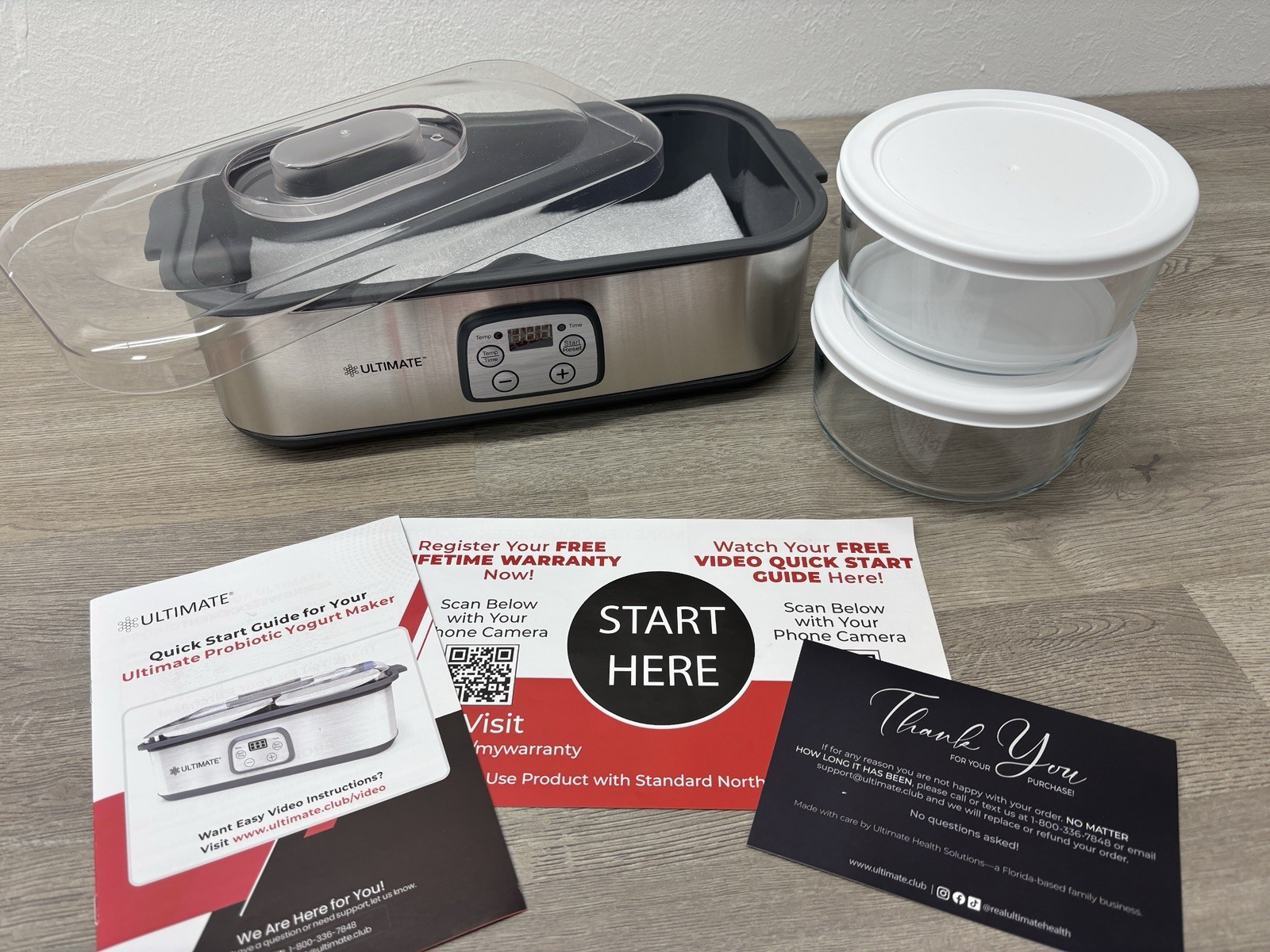 Ultimate Probiotic Yogurt Maker with Adjustable Temperature & Time (2 bowls)